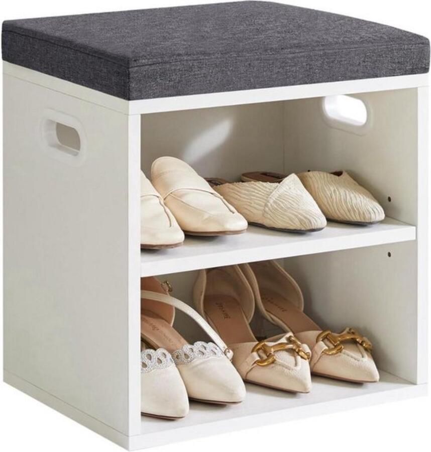 Schoenenopbergbank met Kussen Schoenenrek Ideaal voor Entree 1 stuk Wit 42 x 39 x 28 cm