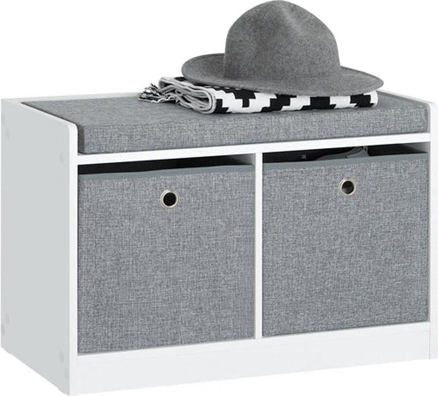 Rootz Living Rootz schoenenopbergbank zittende ladekast entree-organizer verwijderbare manden comfortabel kussen ruimtebesparend 68 cm x 45 cm x 32 cm