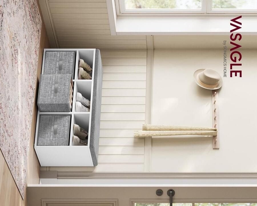 ZAZA Home Schoenenorganizer Opbergbank Verstelbare planken Wolwit