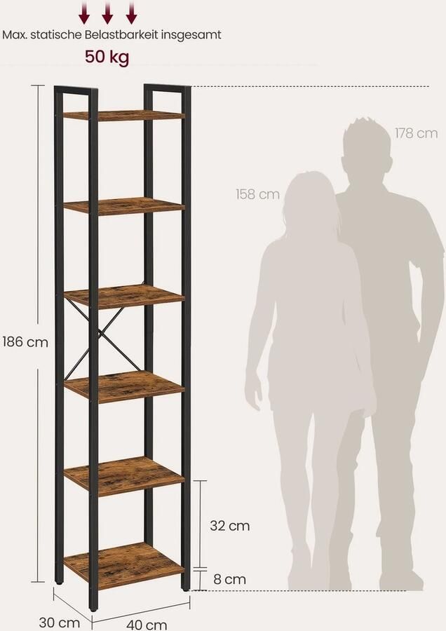 Schoenenrek Songmics 10 Compartimenten Schoenenkast Smal Deurtjes Stalen Frame Vinta-Bruin & Zwart 30x40x30 cm Per Vak Veilig & Stabiel Opbergruimte voor Schoenen en Accessoires