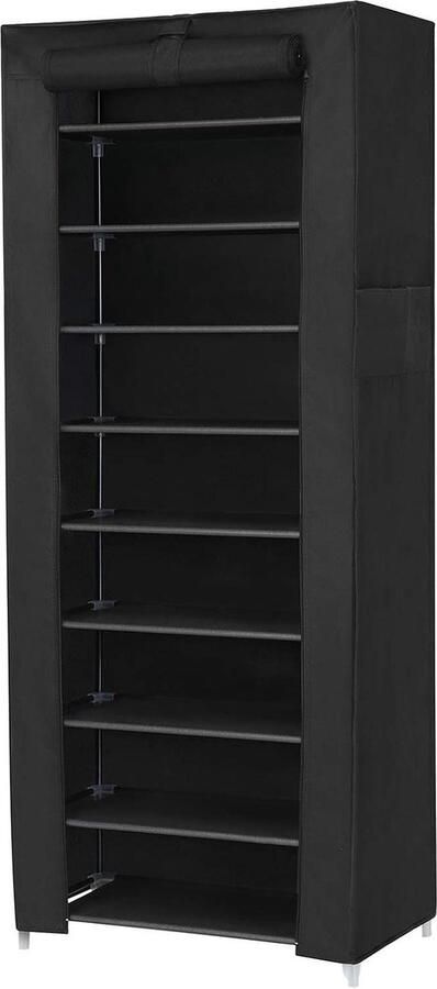 Schoenenrek 10 niveaus 160 x 58 x 28 cm voor ca. 27 paar schoenen Groot zwart Schorekast Schoenenopberger