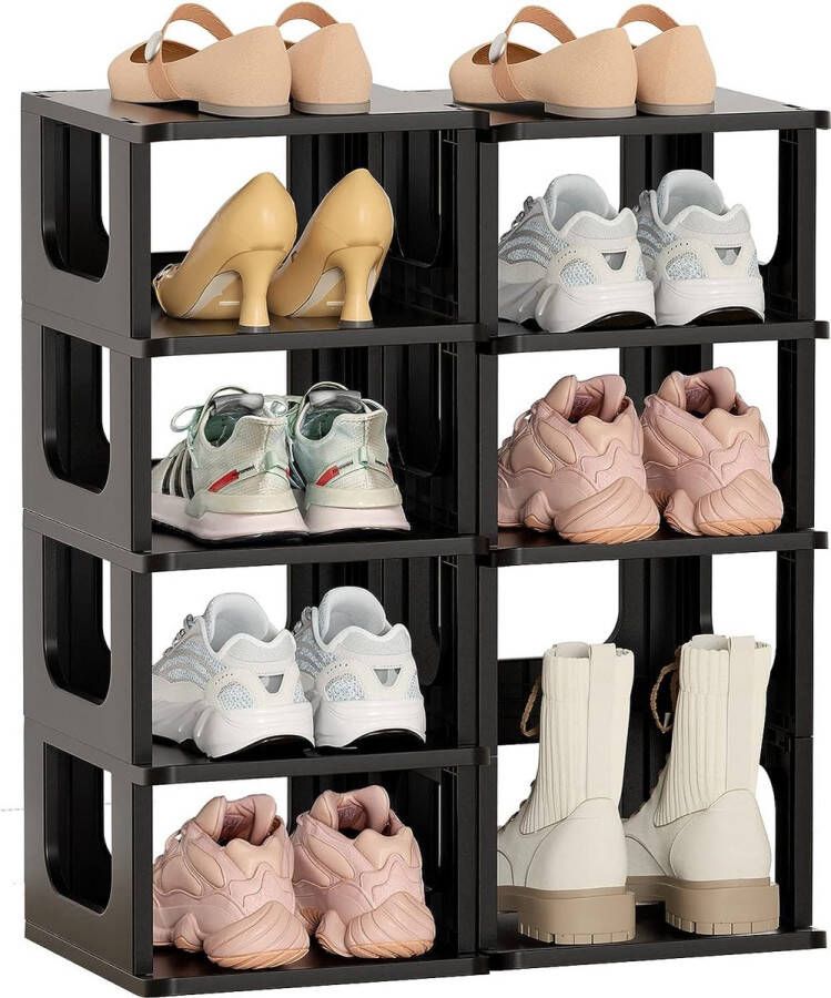 Schoenenrek 10 niveaus schoenenrek smal zwart Schoenenrek schoenenkast schoen opslag ruimtebesparend stapelbaar schoenenrek voor entree hal slaapkamer