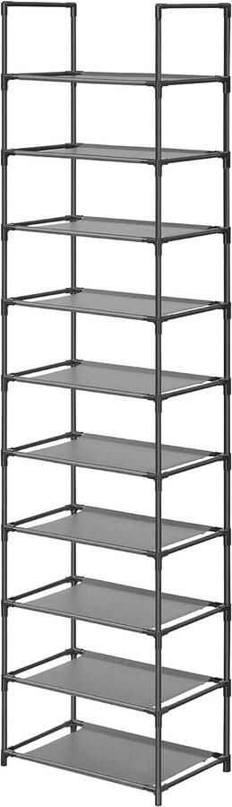 Schoenenrek 10 Niveaus Verticale Organizer voor Smalle en Hoge Schoenen (33 x 33 x 173 cm)