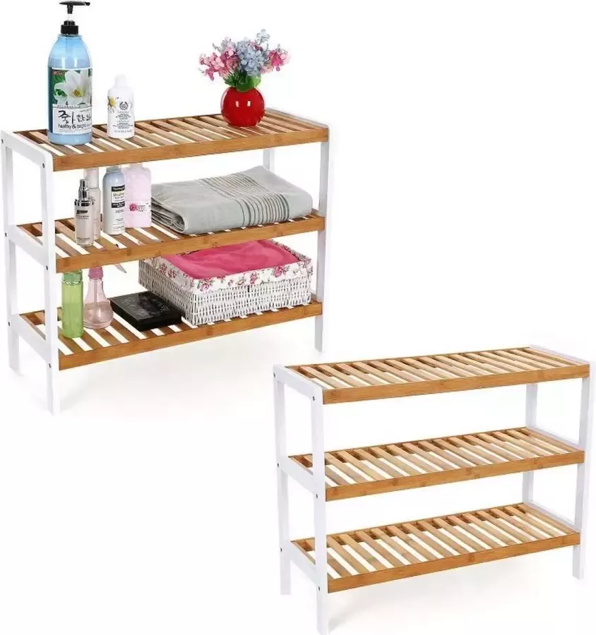 Schoenenrek 12 Paar Schoenen Opbergen 3 Etages Schoenenplank Opbergsysteem Organizer Stevig Rek Bamboe Hout