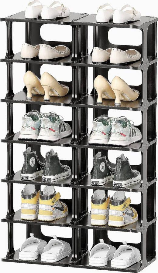 Schoenenrek 14 niveaus schoenenrek smal schoenenrek schoenenkast schoen opbergruimte stapelbaar om ruimte te besparen schoenenrek zwart voor entree hal slaapkamer