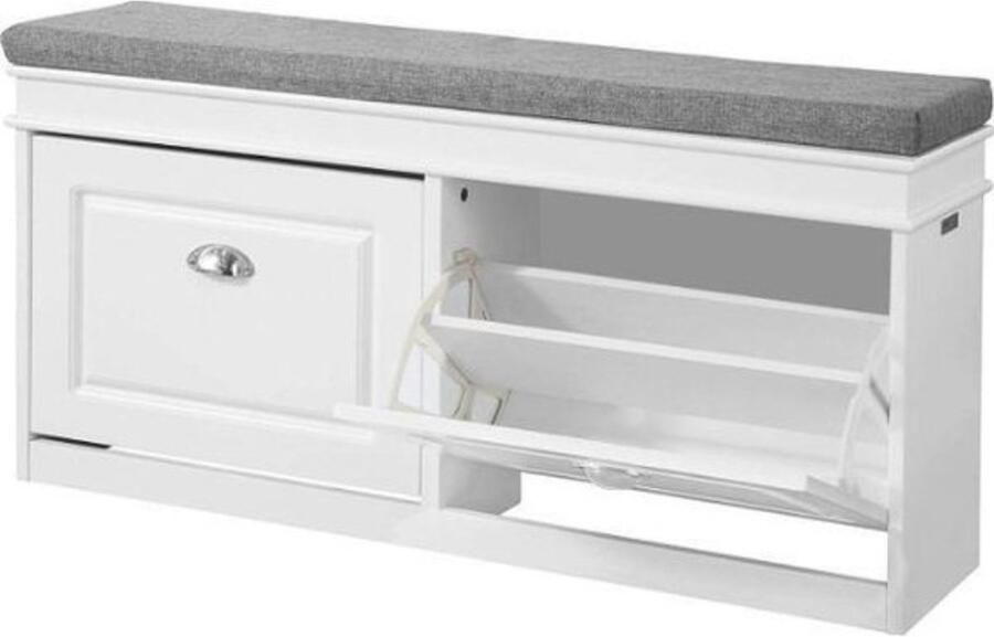 Schoenenrek 2 Kleppen Wit Grijs 104x52x24 cm