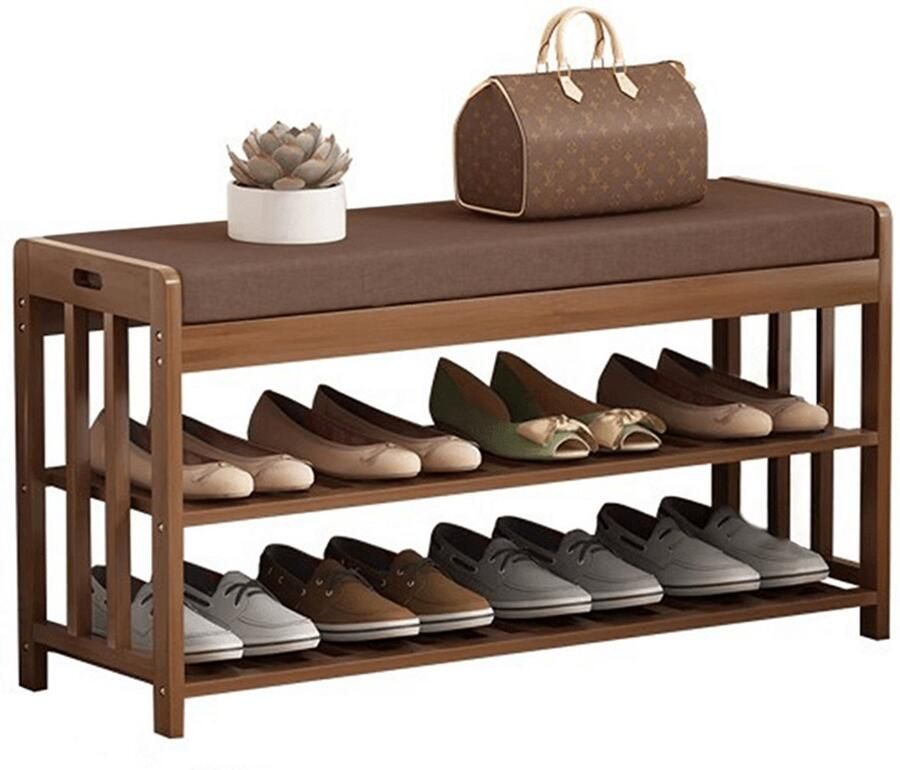 Schoenenrek- 2-laags Schoenenbank met Kussen Gevoerde Zitting voor de Entree