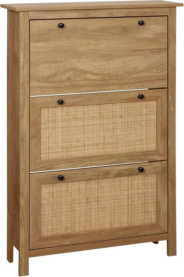 Schoenenrek 3 klapdeuren rotan-effect hout afmetingen: 80 x 23 5 x 121 5 cm natuurlijk hout