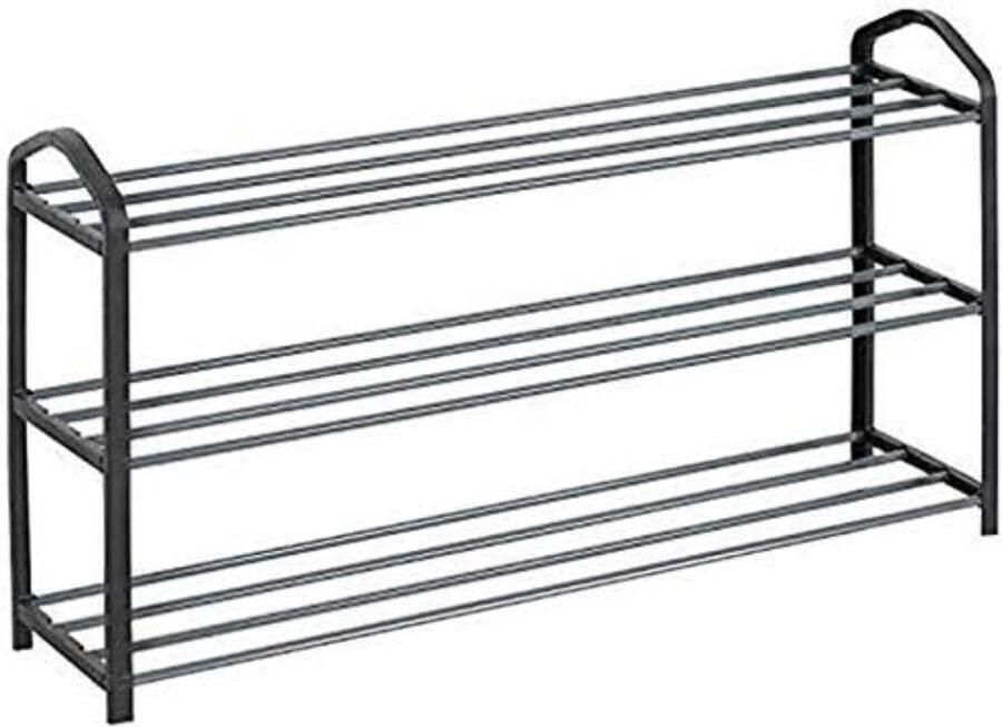 Schoenenrek 3-laags Schoenenkast 12 paar Schoenen Schoenenbank Praktisch Zwart