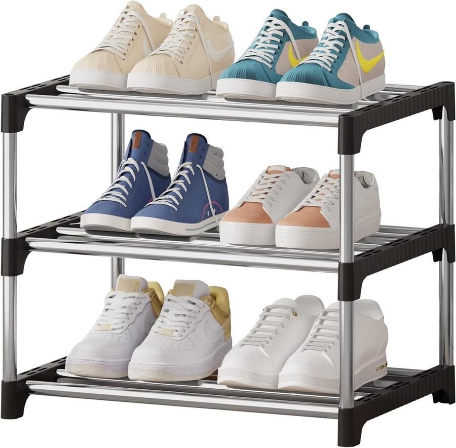 Schoenenrek 3 niveaus stapelbaar Organiser smal schoenenrek voor beenruimteopslag Kast entree hal organizer