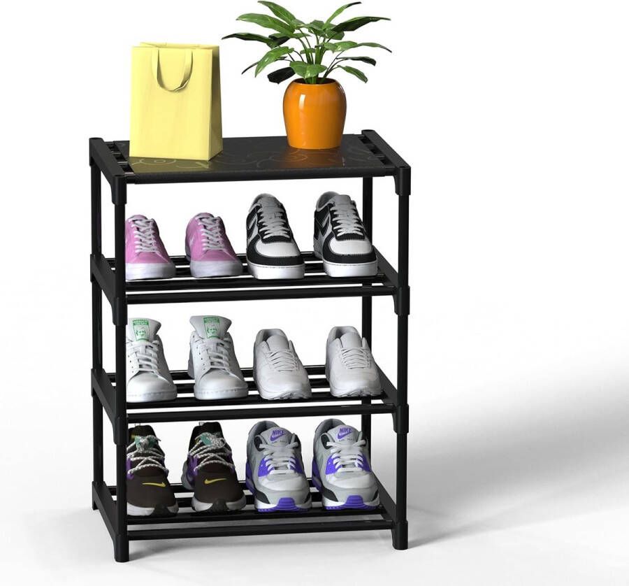 Schoenenrek 4 lagen 8 paar schoenen entreekast ruimtebesparende opslag schoenenrek