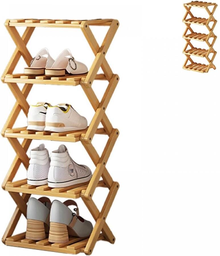 5 Lagen Schoenenkast Ruimtebesparend schoenenrek Opbergen van Schoenen Schoenenbank 5 niveaus Compacte schoenen opberger Zelf samenstellen 70 x 26 x 26 cm Bruin