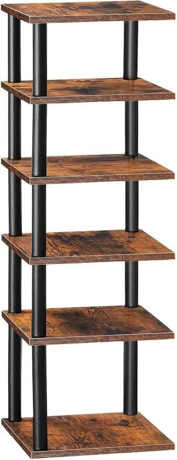 Schoenenrek 6-laags hoekschoenenrek smal schoenenrek schoenenkast schoenenstandaard hal slaapkamer donkerbruin-zwart