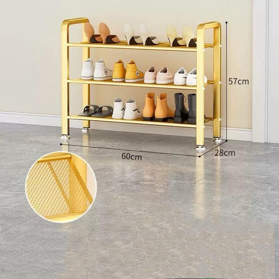 Schoenenrek 60 cm 4laags Kleur Zwart Schoenen Opbergruimte Opbergen - Foto 2