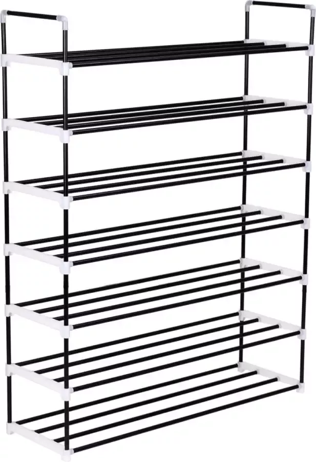 Schoenenrek 7 Laags Tot 21 Paar Schoenen Schoenenbank Metaal Zwart 130 X 30 X 90cm