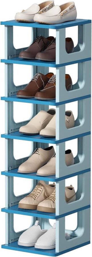 Schoenenrek 7 niveaus schoenenrek smal schoenenrek schoenenkast schoenenopberger zwart stapelbaar om ruimte te besparen schoenenstandaard voor entree hal slaapkamer