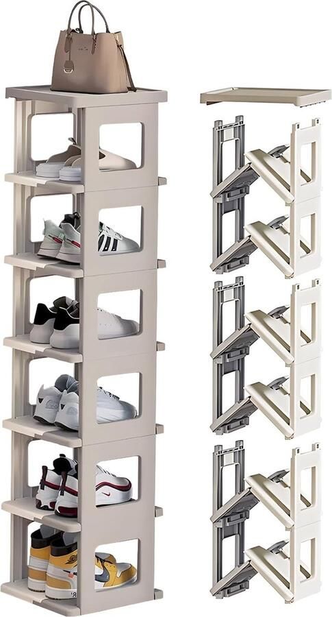Schoenenrek 7 niveaus smal schoenenrek schoenenkast schoenenopslag stapelbaar schoenenstandaard voor entree hal slaapkamer schoenenorganizer