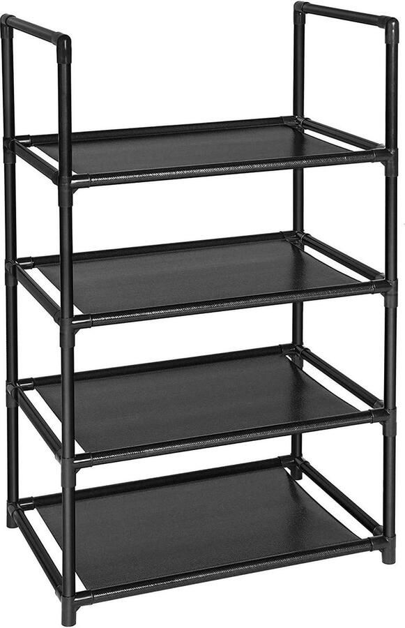 Schoenenrek 8-10 paar stevige schoenenplank Organizer kast zwart Klein schoenenrek voor ingang 4 lagen