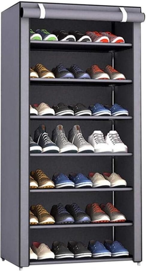 Schoenenrek 8-laags schoenenorganizer met non-woven stoffen hoes schoenenopbergplank voor 40-50 paar schoenen entree geschikt voor sneakers hoge hakken platte schoenen en laarzen grijs