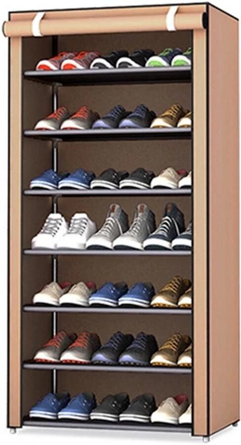 Schoenenrek 8-laags schoenenorganizer met non-woven stoffen hoes schoenenopbergplank voor 40-50 paar schoenen entree geschikt voor sneakers hoge hakken platte schoenen en laarzen geel