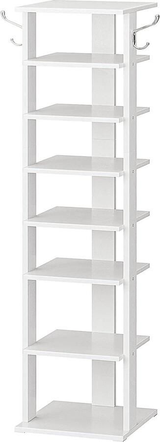 Schoenenrek 8 niveaus smal schoenenrek schoenenkast opbergplanken wit ruimtebesparend entree hal slaapkamer Hoobro