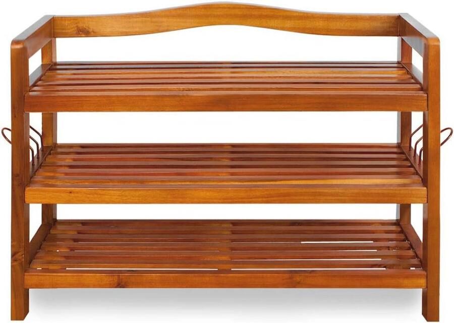 Schoenenrek 85x26x62cm met 3 Niveaus en 120 kg Laadvermogen Massief Acaciahout Donkerbruin