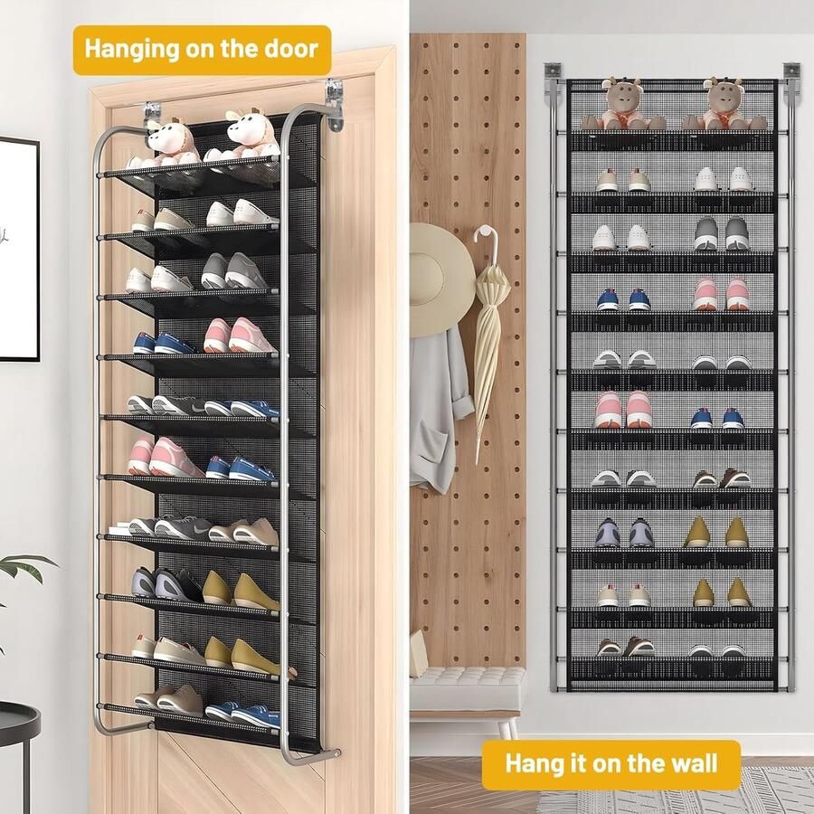 Schoenenrek-deurorganizer-metalen haak met stevige