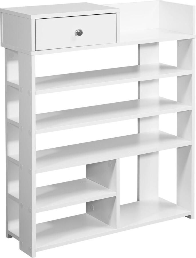 Schoenenrek Halplank Wit Hoge Plank met 7 Vakken en Lade 75 x 92 5 x 24 cm