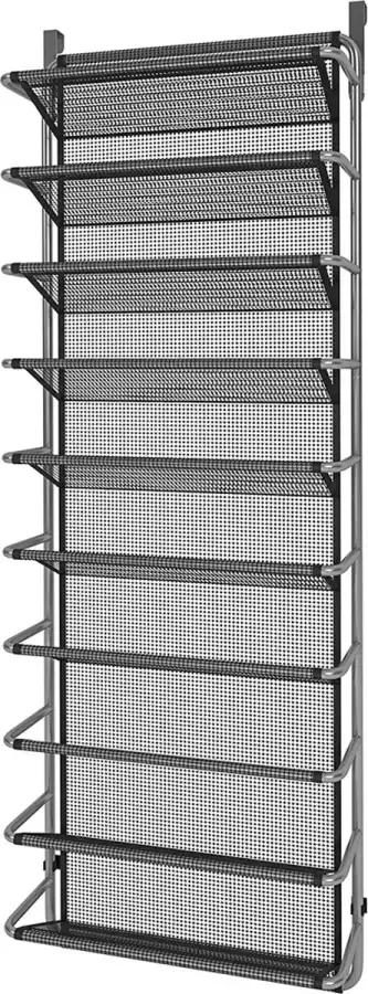 Schoenenrek Hangend 10 Laags Zwart Zilver Hangende Schoenenkast voor aan Deur Opbergsysteem voor Schoenen