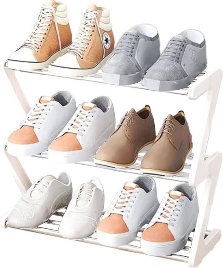 Schoenenrek klein 3 verdiepingen klein schoenenrek mini-schoenenrek organizer stabiel smal schoenenrek opbergorganizer voor kastingang hal snelle montage 43 x 19 x 35 cm
