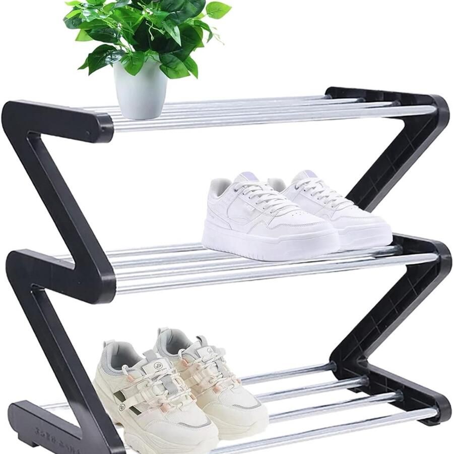 Schoenenrek klein 3 verdiepingen klein schoenenrek mini-schoenenrek organizer stabiel smal schoenenrek opbergorganizer voor kastingang hal snelle montage 43 x 19 x 35 cm