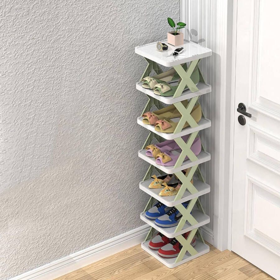 Schoenenrek meerlaags opvouwbaar schoenenrek zeer smal ruimtebesparend voor woonkamer entree hal garderobe (6 groen)