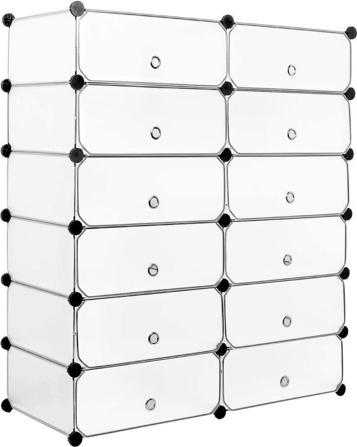 Schoenenrek Meerveil Schoenenkast 24 paar schoenen opbergkast kunststof witSchoenenrek Meerveil Schoenenkast 12 blokjes opbergrek kunststof witSchoenenrek Meerveil Schoenenkast 24 paar schoenen opbergkast kunststof wit 91 x 36 x 105 cm