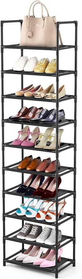 Schoenenrek met 10 niveaus 20-25 paar stevig schoenenrek schoenenorganizer vrijstaande schoenenrekken voor kast entree gang