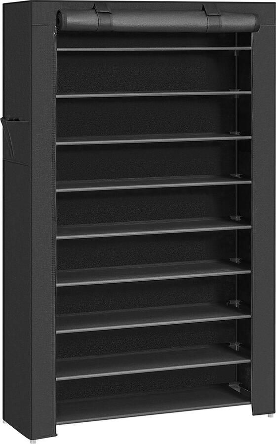 Schoenenrek – Met 10 niveaus – Met Stofdichte hoes – Schoenenkast voor 40 paar schoenen – Zwart