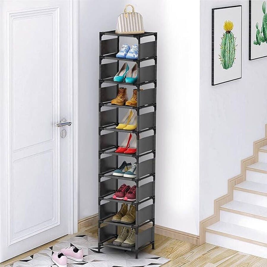 Schoenenrek met 10 niveaus schoenenrek voor 10 paar ruimtebesparend voor entree woonkamer slaapkamer