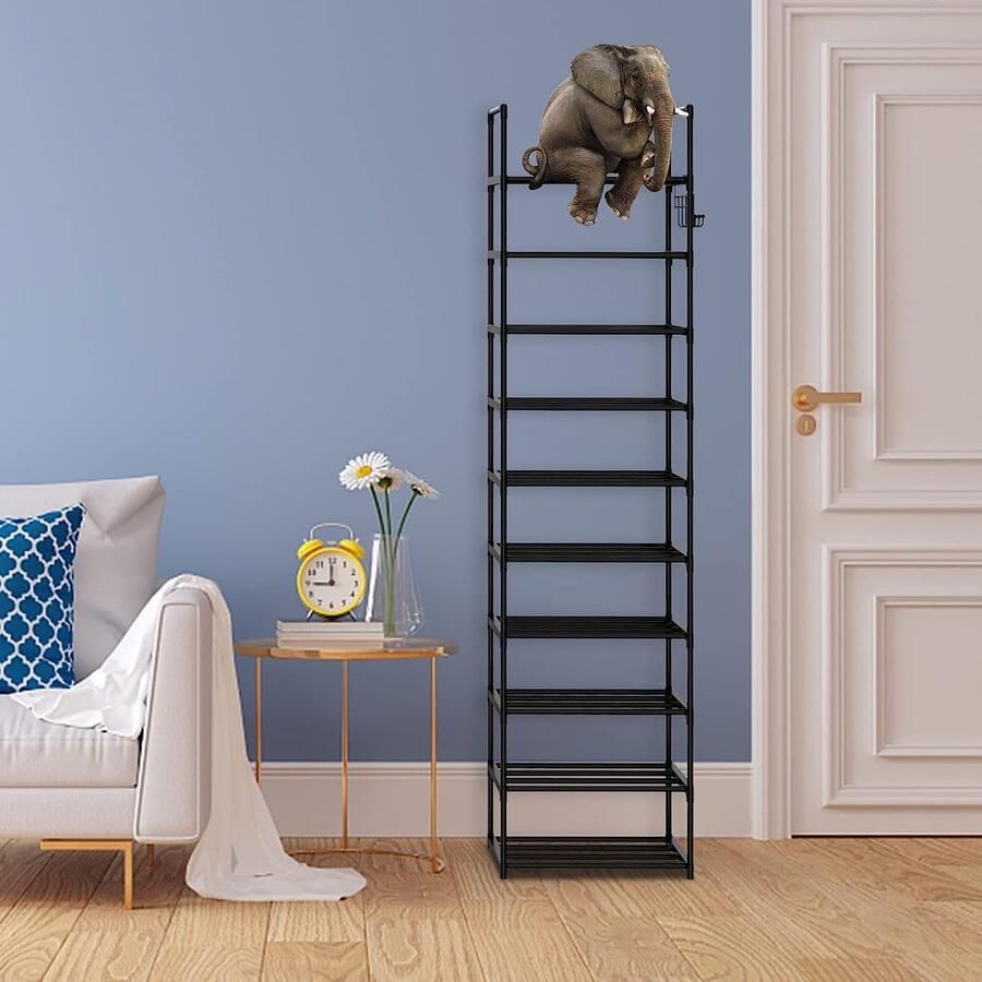 Schoenenrek met 10 planken hoog en smal ideaal voor entree en slaapkamer