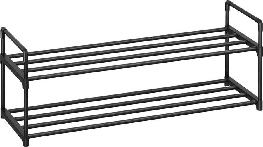 Schoenenrek met 2 niveaus metalen schoenenopslag voor max. 10 paar schoenen schoenenplanner voor woonkamer hal en kleedkamer 92 x 30 x 33 cm zwart LSA12BK
