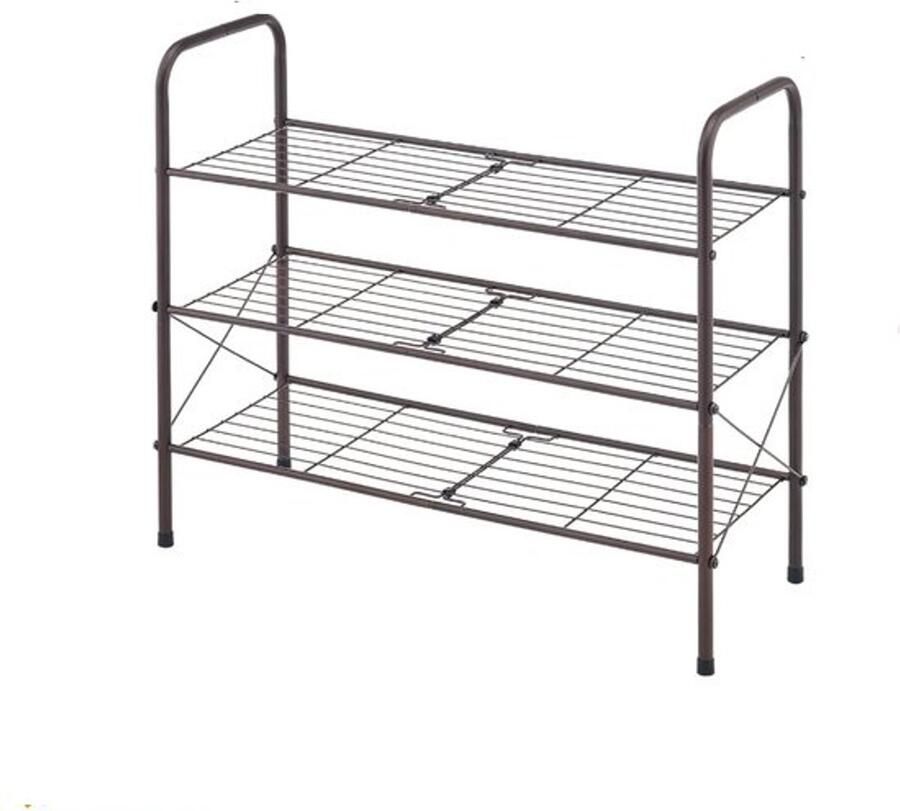 Retadou Schoenenrek met 3 niveaus 70 cm metalen schoenenrek schoenenstandaard rek schoenen 20 paar voor ingang hal garderobe woonkamer slaapkamer 70 x 58 x 27 cm