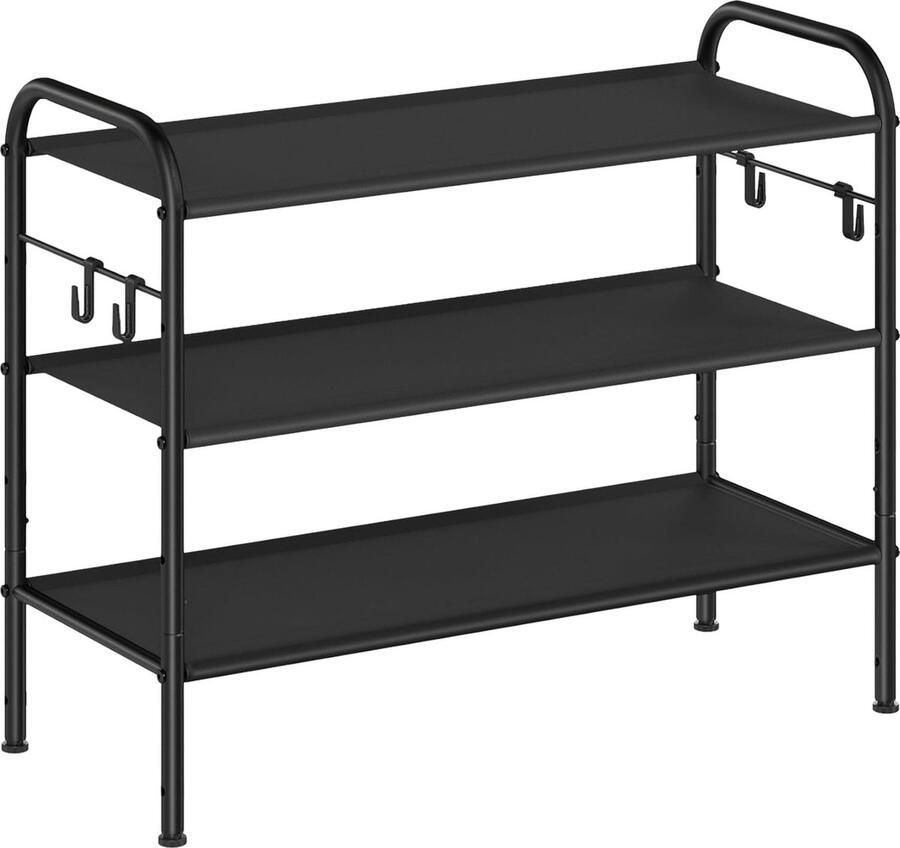 Schoenenrek met 3 niveaus en stoffen plank 12 paar schoenen Zwart (Optional: Toevoegen van populaire zoekwoorden die nog niet in gebruik zijn)