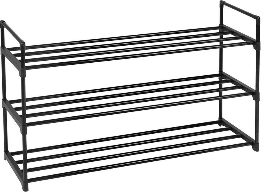 Schoenenrek – Met 3 niveaus – Metalen schoenenopslag – Voor 12 –15 paar schoenen – Zwart