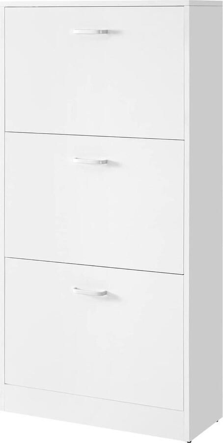 Schoenenkast met 2 klapdeuren verstelbare en afneembare verdeler 12 paar damesschoenen 8 herenschoenen smalle ingang 60 x 24 x 835 cm (l x b x h) wit - Foto 12