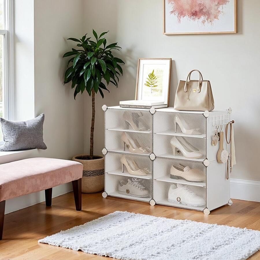 Schoenenrek met 4 compartimenten schoenenkast met deuren