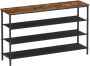Schoenenrek met 4 niveaus en 3 stoffen planken rustiek bruin en zwart - Thumbnail 2
