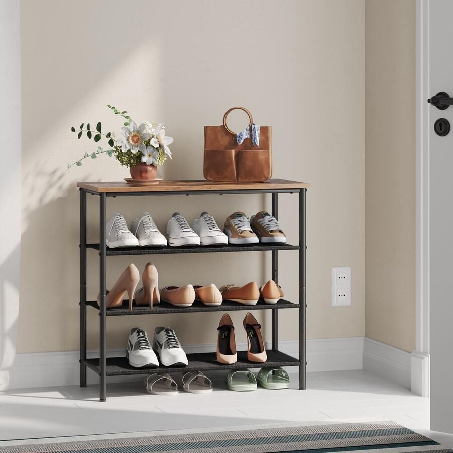 Schoenenrek met 4 niveaus ruimtebesparend ontwerp 3 stoffen planken