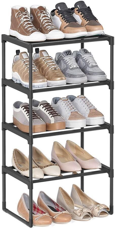Schoenenrek met 4 niveaus voor 5-10 paar schoenen zwart