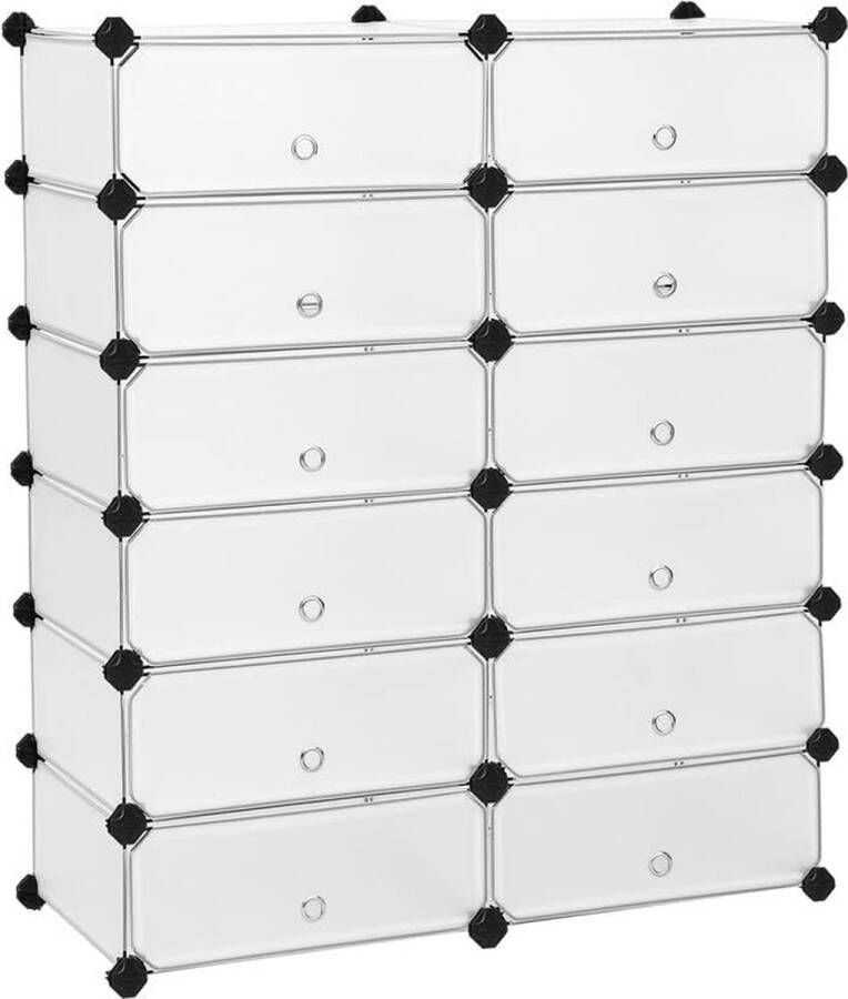 Senza Marchio schoenenrek met 6 niveaus kunststof schoenenkast schoenenrekken schoenenstandaards halkast dressoir reksysteem 40 x 17 x 30 cm wit - Foto 2