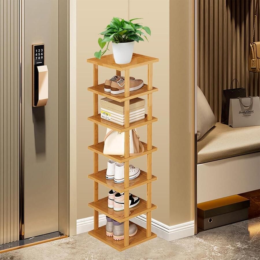 Schoenenrek met 7 niveaus Ruimtebesparend 1 stuk Hout Hoog