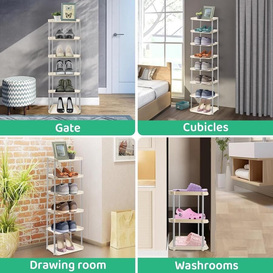 Schoenenrek met 8 niveaus doe-het-zelf schoenenrek smal schoenenrek schoenenkast schoenenopslag transparant ruimtebesparend stapelbaar schoenenstandaard voor entree woonkamer
