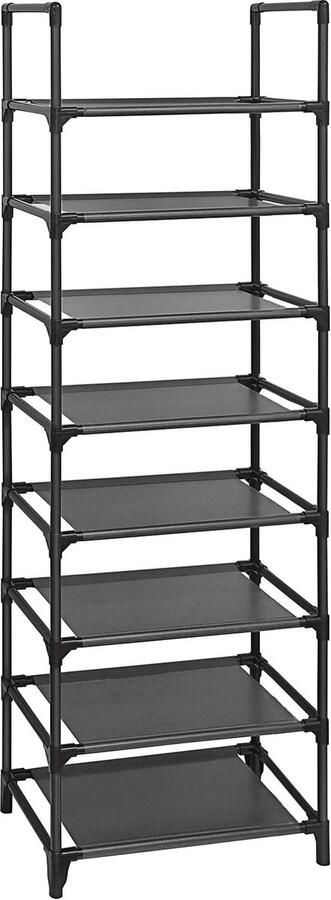 Schoenenrek met 8 planken Standrek Multifunctioneel schoenenrek IJzeren frame Non-woven stof voor 16-20 paar schoenen Hal Slaapkamer Keuken 46 x 28 x 145 cm